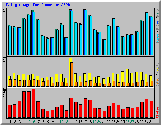 Daily usage for December 2020