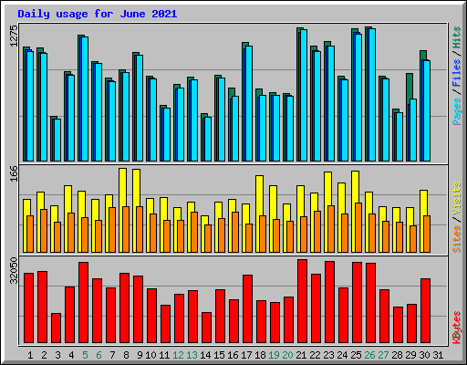 Daily usage for June 2021