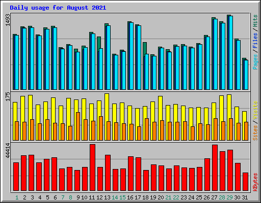 Daily usage for August 2021