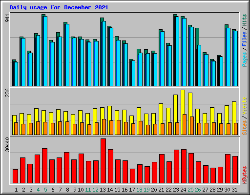 Daily usage for December 2021