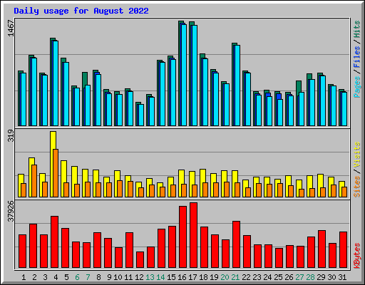 Daily usage for August 2022